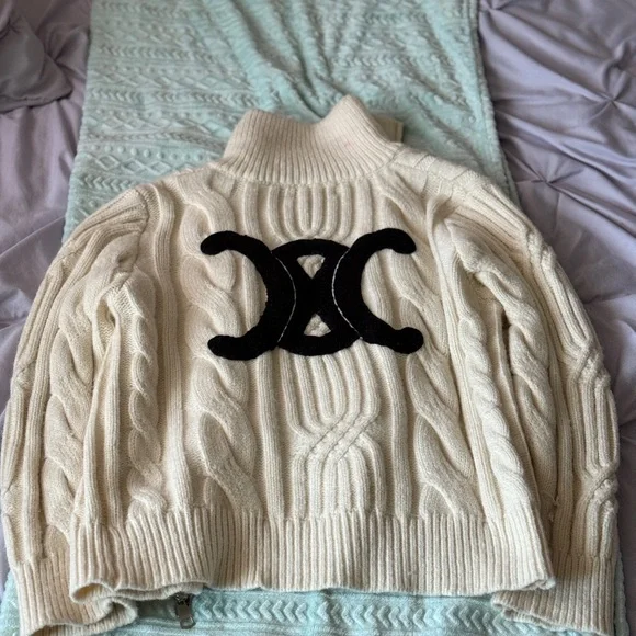 Celine Cream Cable Knit Cardigan